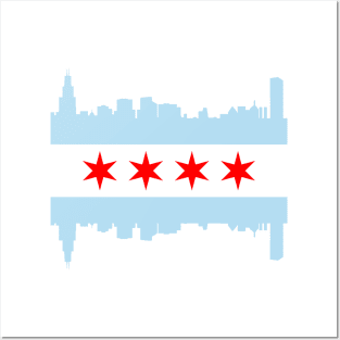 Chicago Flag Skyline Posters and Art